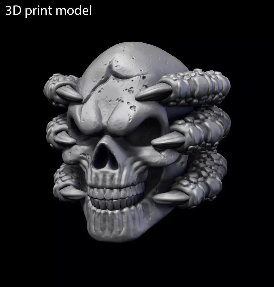 Skull Bas relief with claw vol1 wall home decor art 3D print model