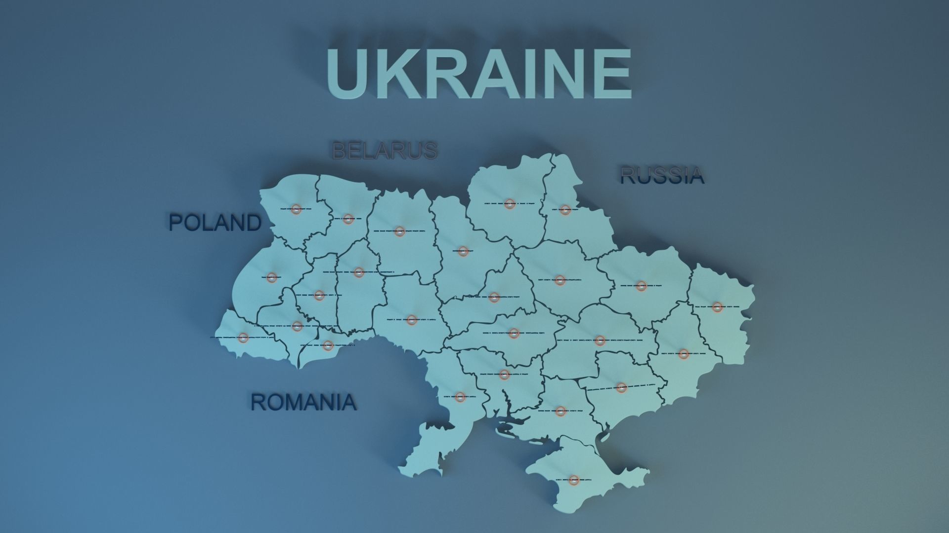Ukraine map with states name  Low-poly 3D model_1