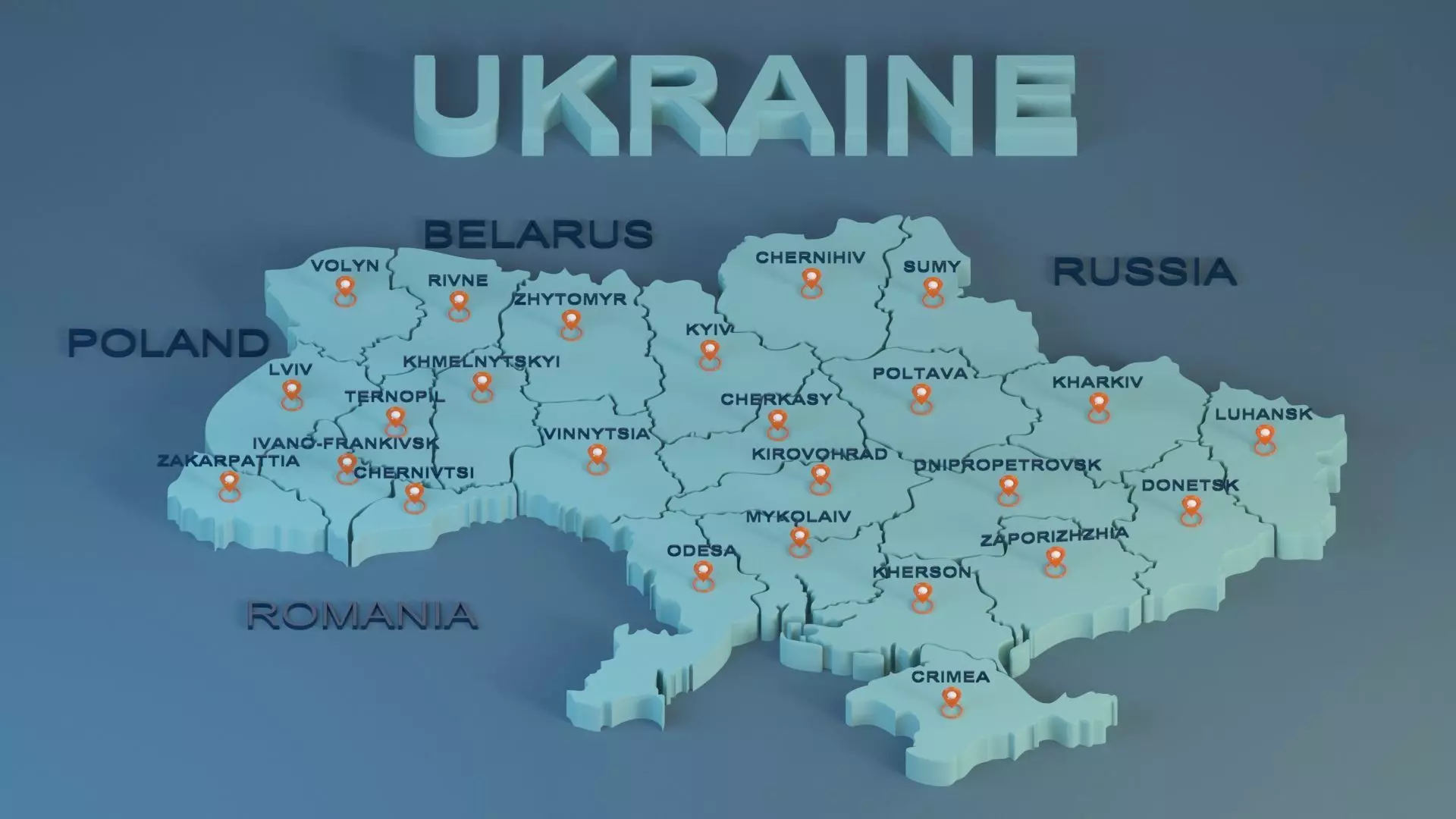 Ukraine map with states name  Low-poly 3D model_0