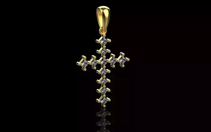 3d model Croses cross pendant with sapphires