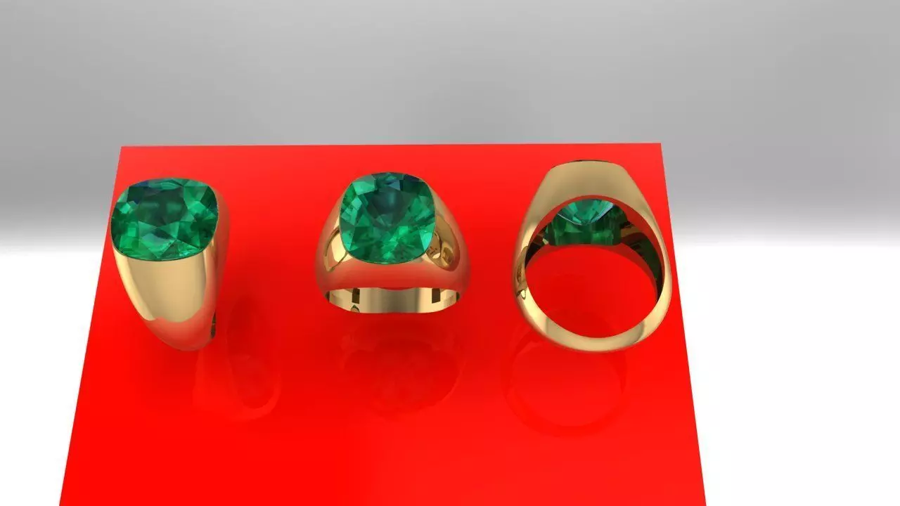 Emerald gents ring 3D print model_0