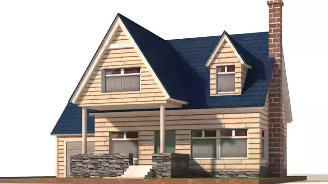 low poly cartoon house building 9