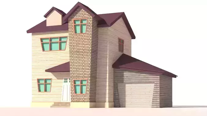 low poly cartoon house building 10