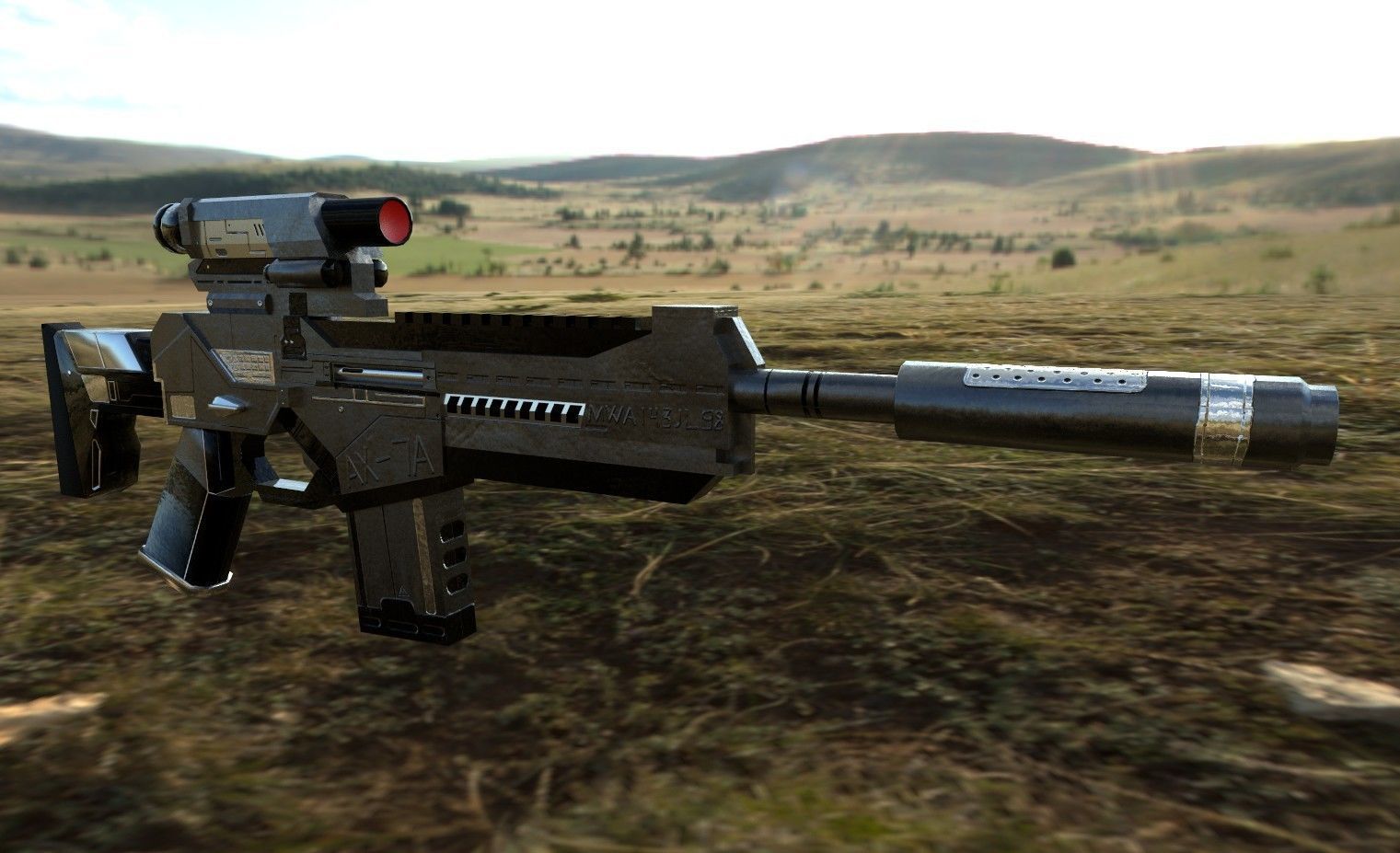 AX-7 Assault Rifle Low-poly 3D model_1