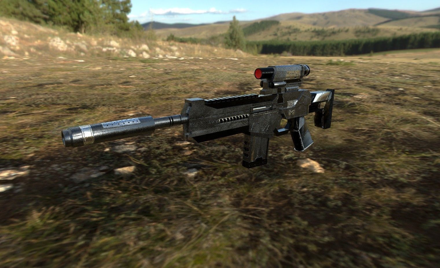 AX-7 Assault Rifle Low-poly 3D model_3