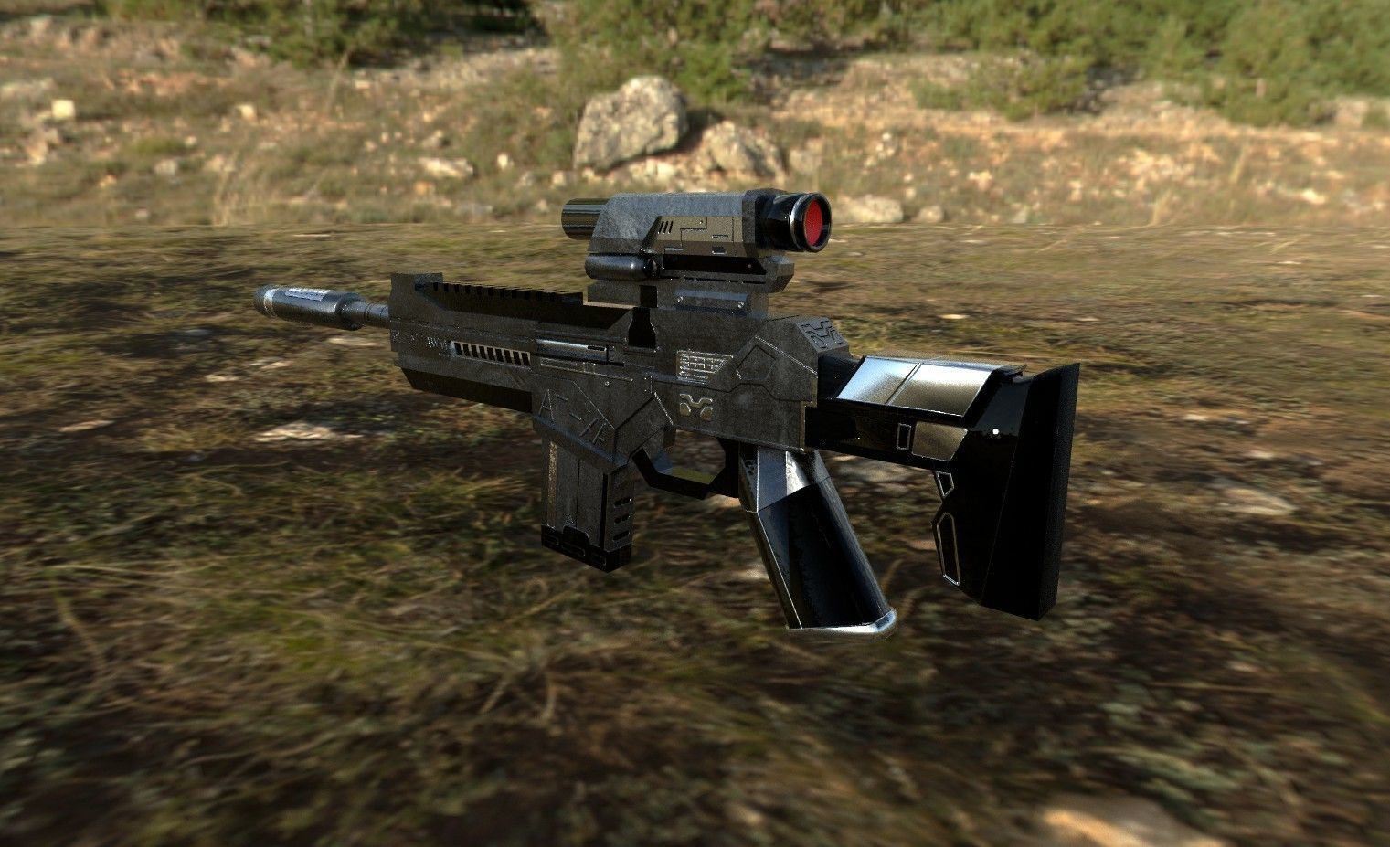 AX-7 Assault Rifle Low-poly 3D model_4