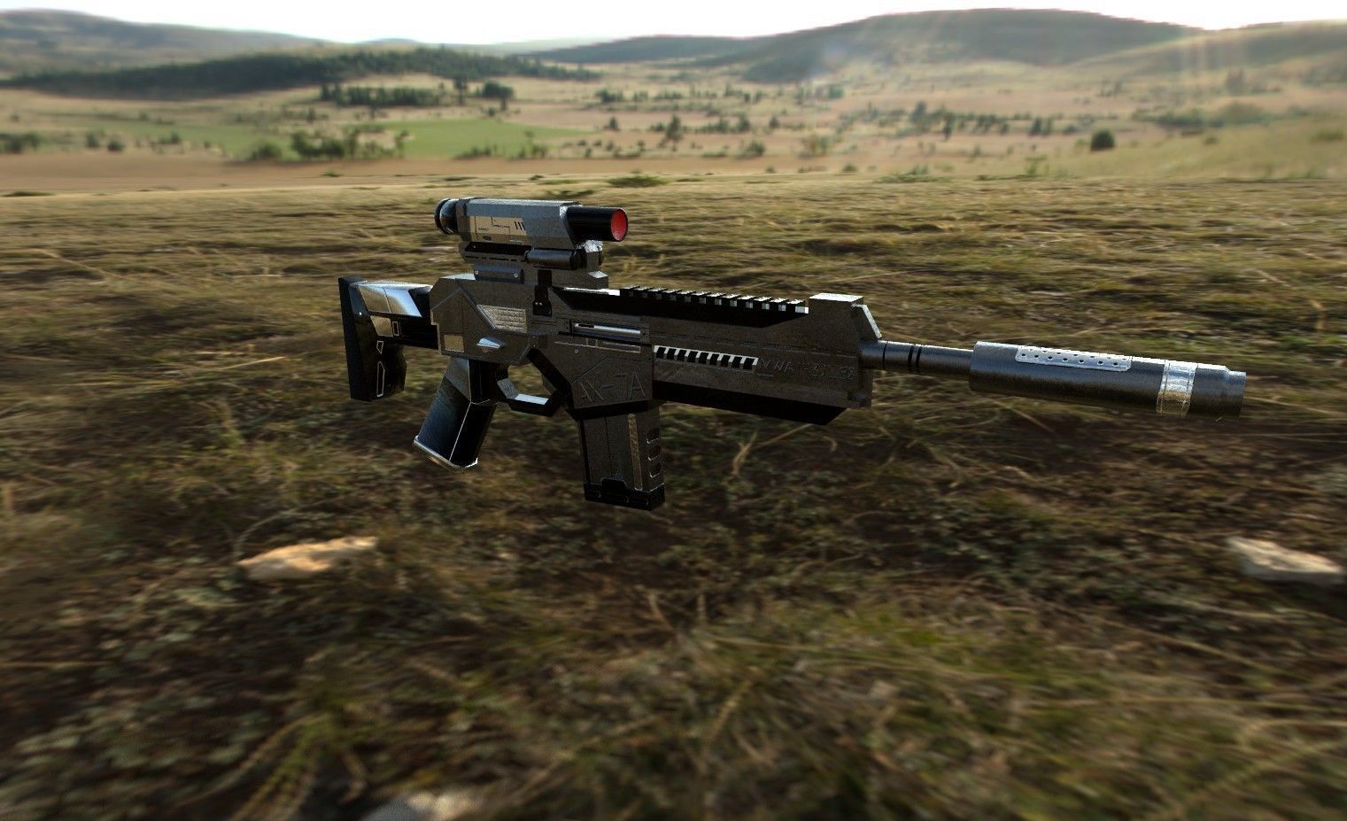 AX-7 Assault Rifle Low-poly 3D model_2