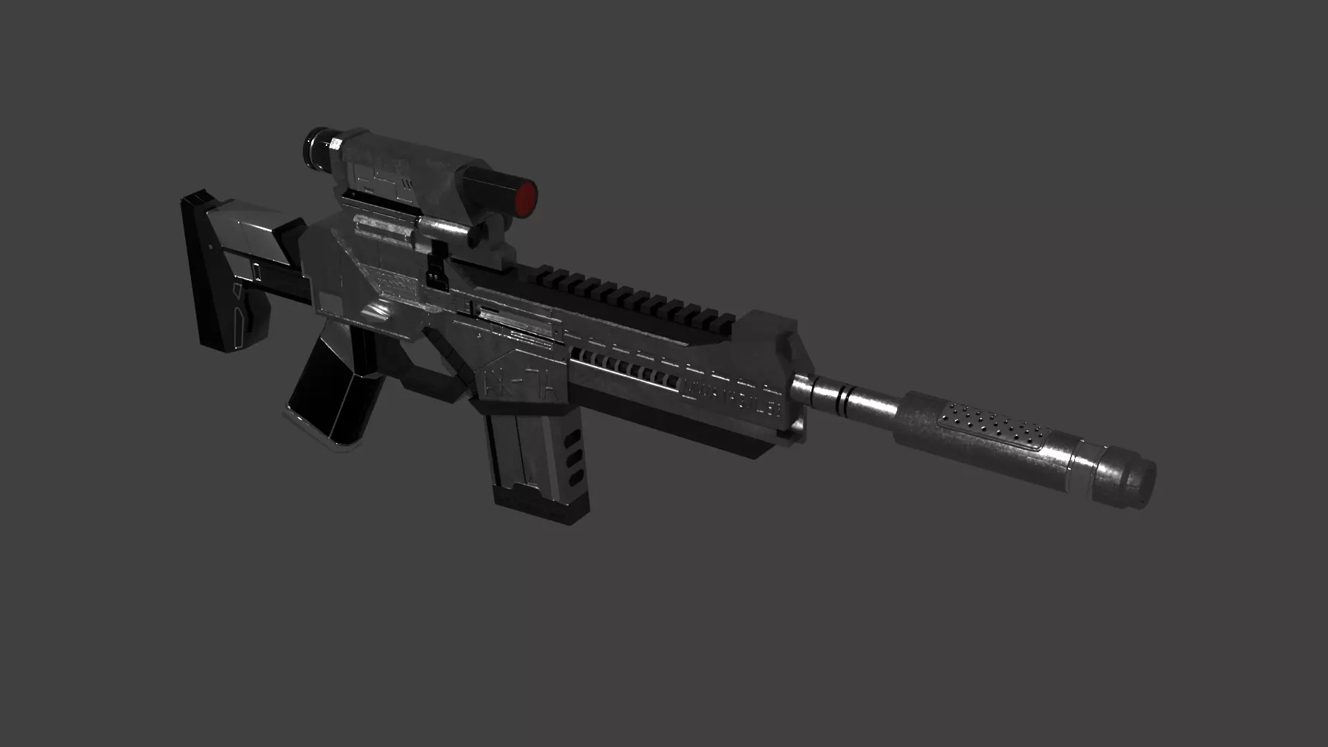AX-7 Assault Rifle Low-poly 3D model_0