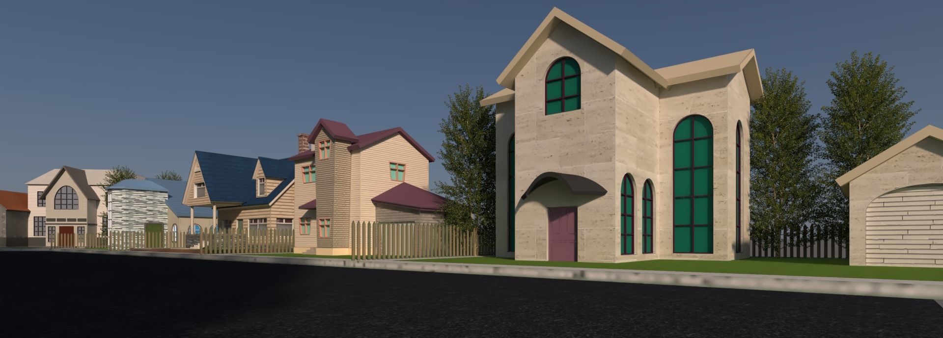 low poly Cartoon street Low-poly 3D model_1