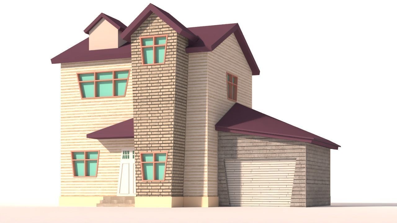 low poly Cartoon street Low-poly 3D model_28