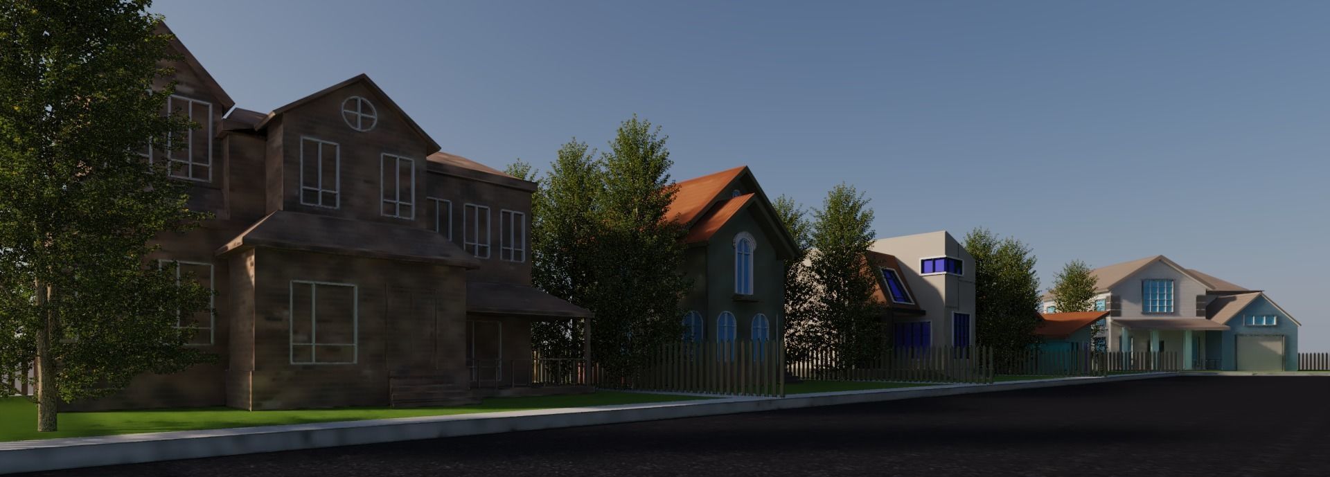 low poly Cartoon street Low-poly 3D model_2