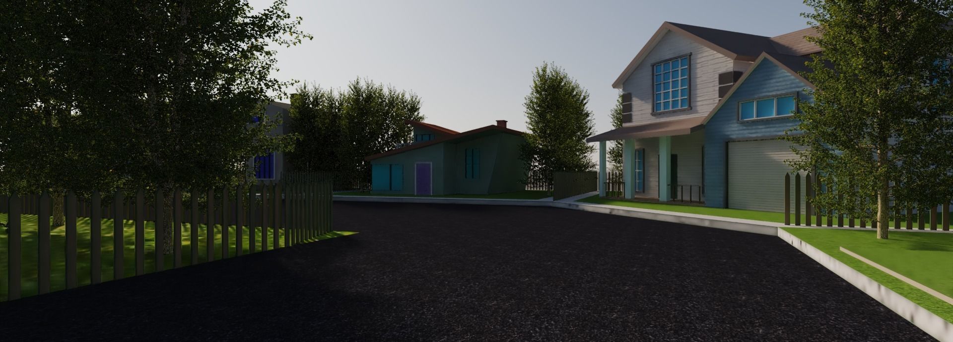 low poly Cartoon street Low-poly 3D model_4