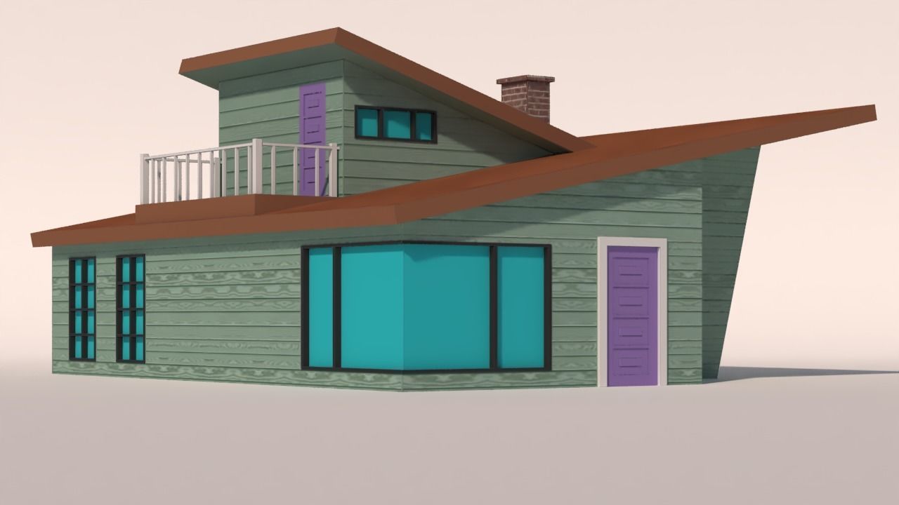 low poly Cartoon street Low-poly 3D model_18