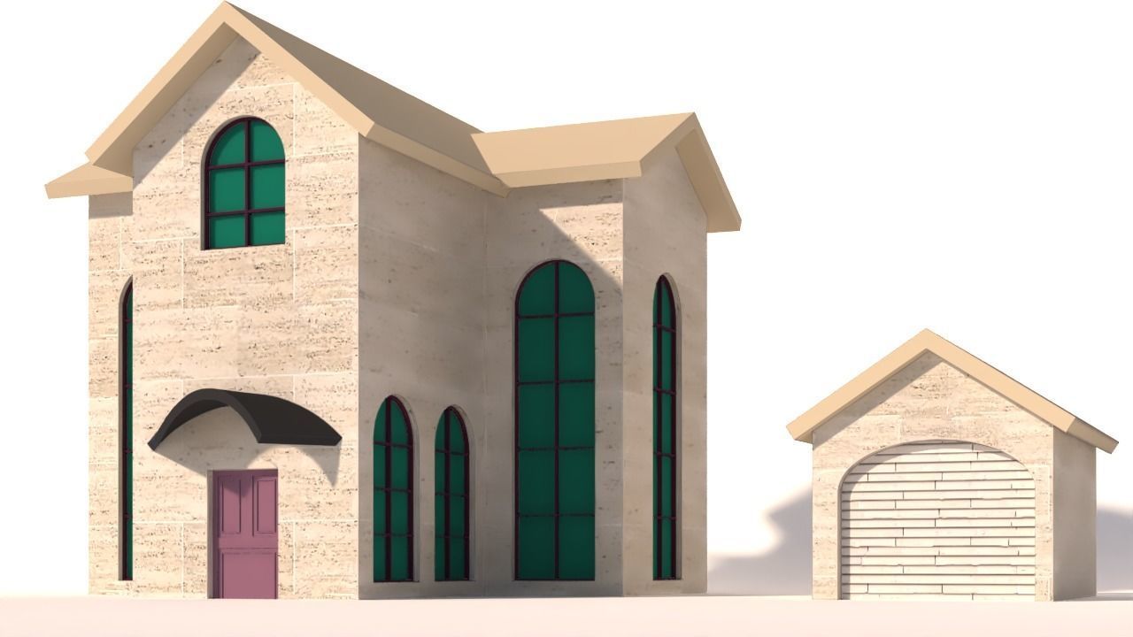 low poly Cartoon street Low-poly 3D model_30