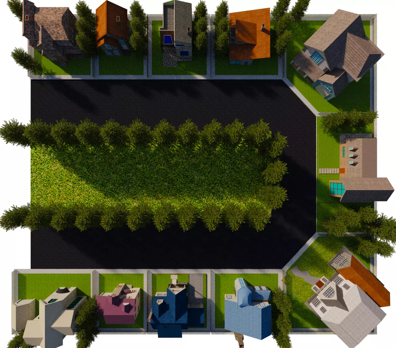 low poly Cartoon street Low-poly 3D model_0