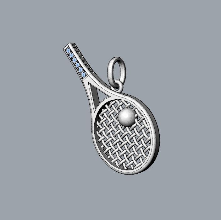 Pendant Tennis Racket 3D print model_2
