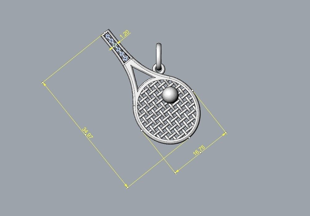 Pendant Tennis Racket 3D print model_6