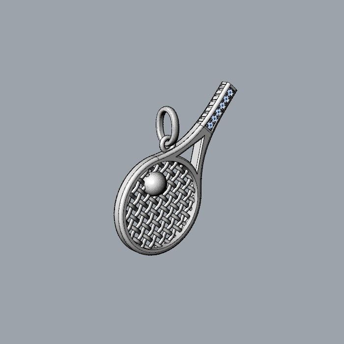 Pendant Tennis Racket 3D print model_5