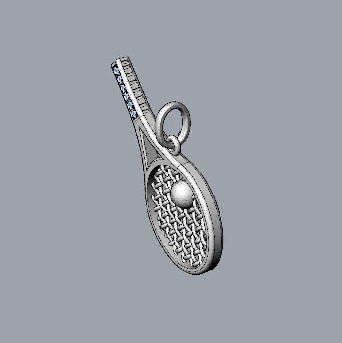Pendant Tennis Racket 3D print model_3