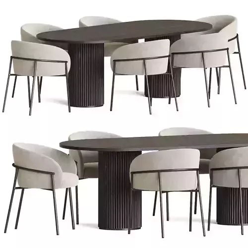 Rimo Chair Campbell Table Dining Set 3D model