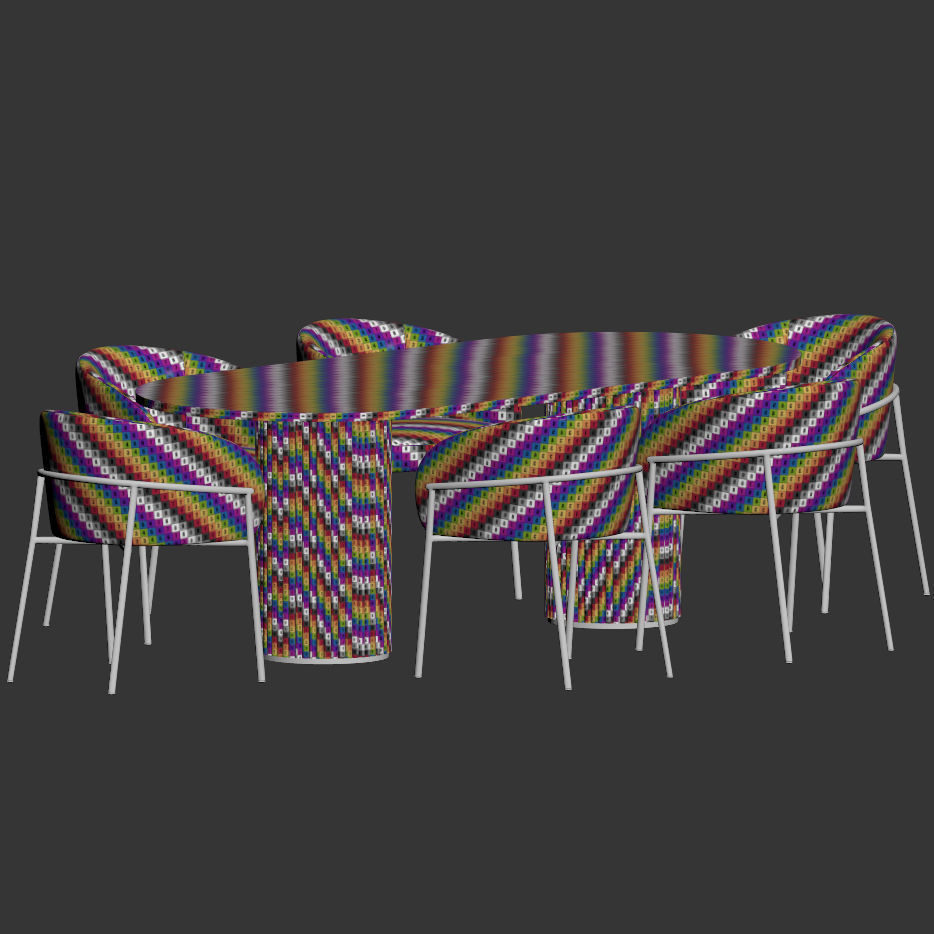 Rimo Chair Campbell Table Dining Set 3D model_3