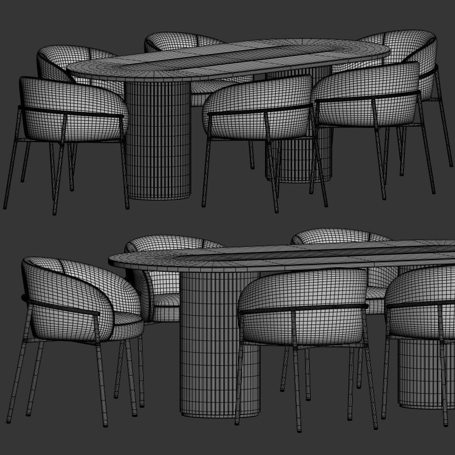 Rimo Chair Campbell Table Dining Set 3D model_2