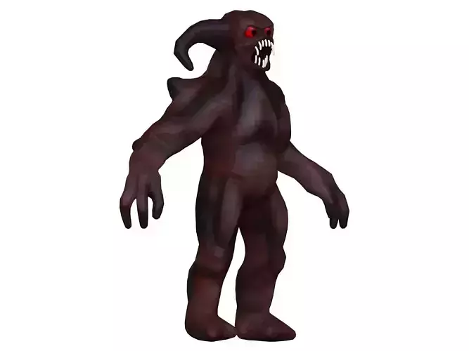 Monster demon with eyes and claws Low-poly 3D model