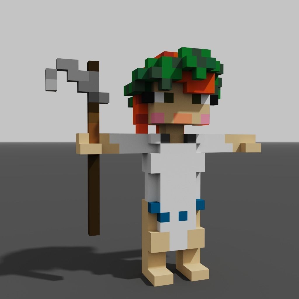 Villagers Voxel Characters Pack Low-poly 3D model_6