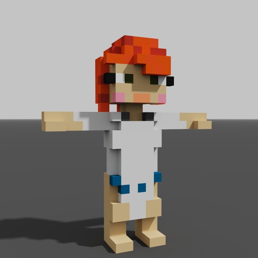 Villagers Voxel Characters Pack Low-poly 3D model_7