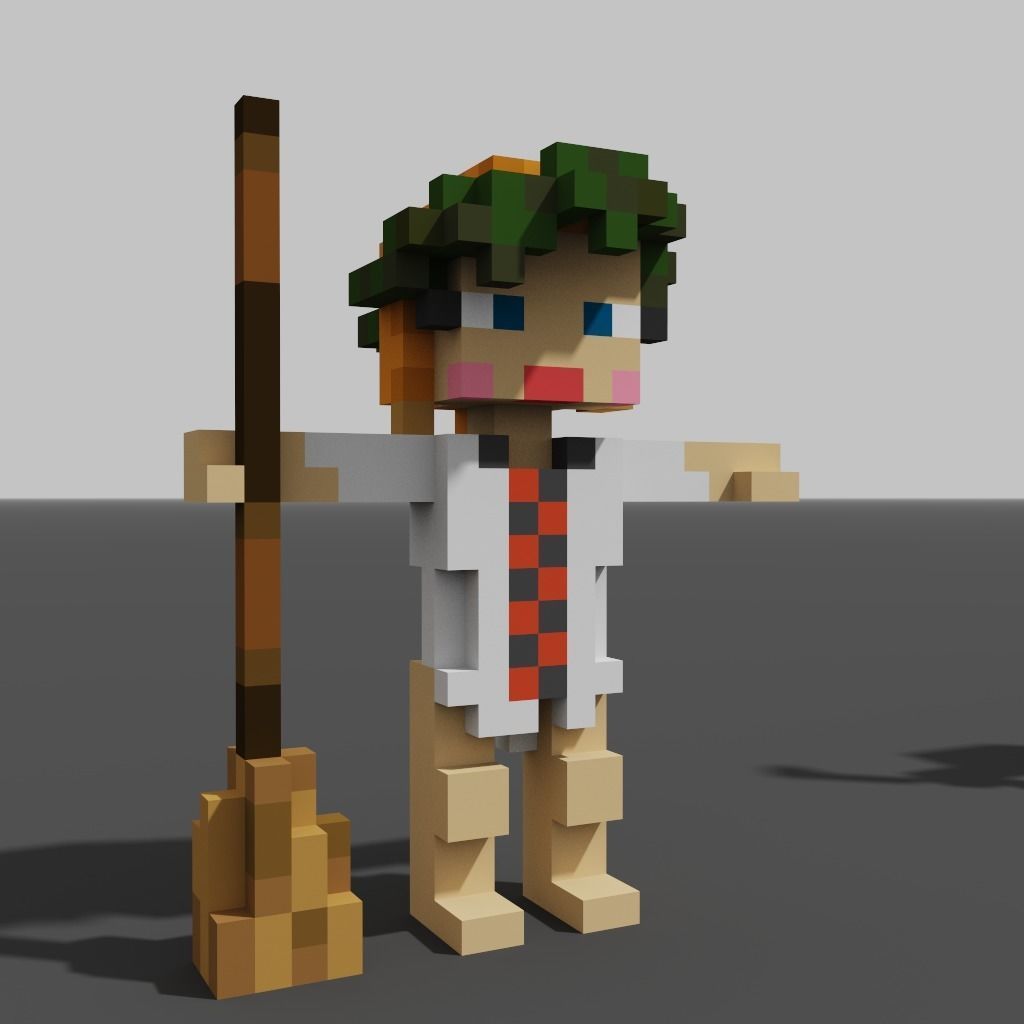 Villagers Voxel Characters Pack Low-poly 3D model_4