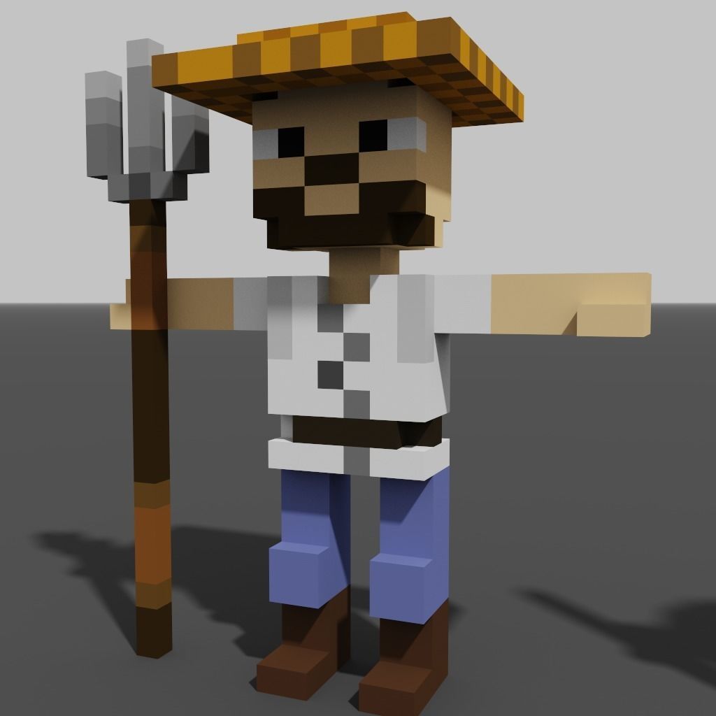 Villagers Voxel Characters Pack Low-poly 3D model_1