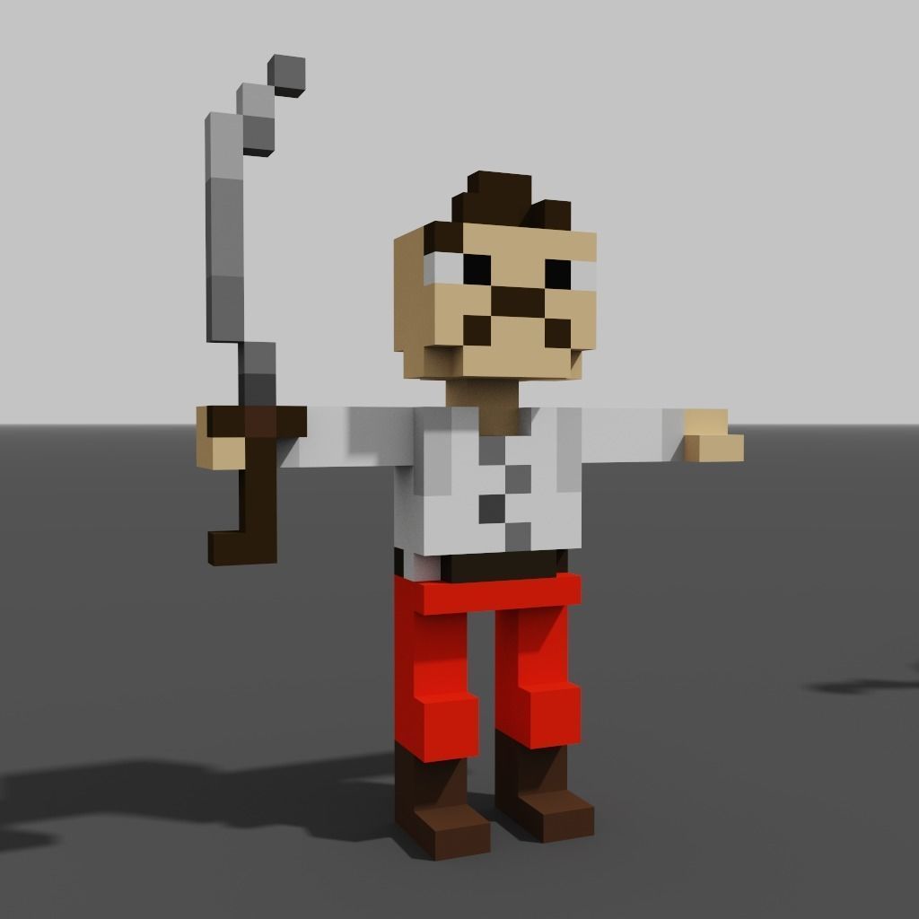 Villagers Voxel Characters Pack Low-poly 3D model_3