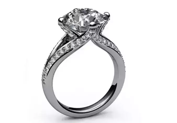 Women ring Engagement Solitarie gems Round Solitario E2022 3D print model