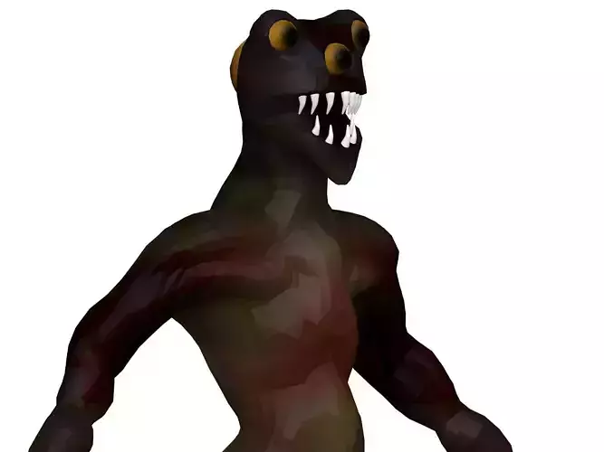 Monster creature with teeth and claws Low-poly 3D model