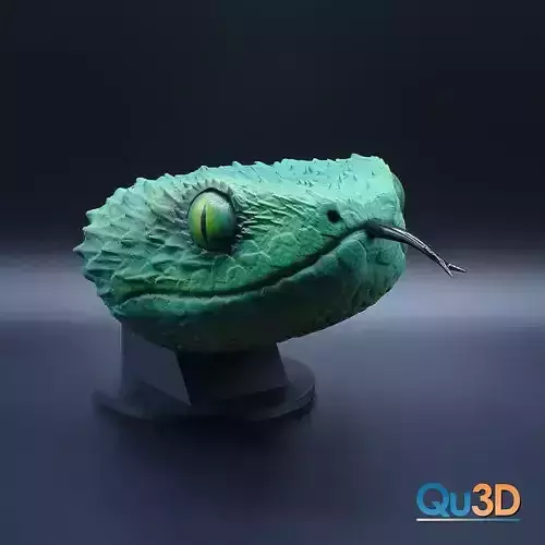 Atheris Portrait STL 3D Printing Model High-Polygon Incl Tongue