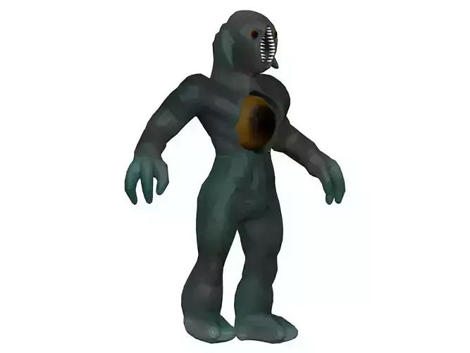 Monster alien creature with eyes and mouth Low-poly 3D model