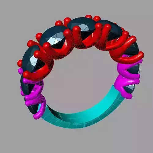 Women ring with gems  Eternity Veretta E2022 3D print model