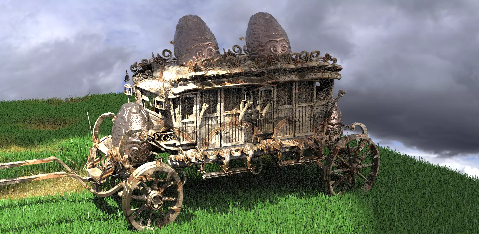 Golden Easter Stage Coach  2 golden 3D model_0