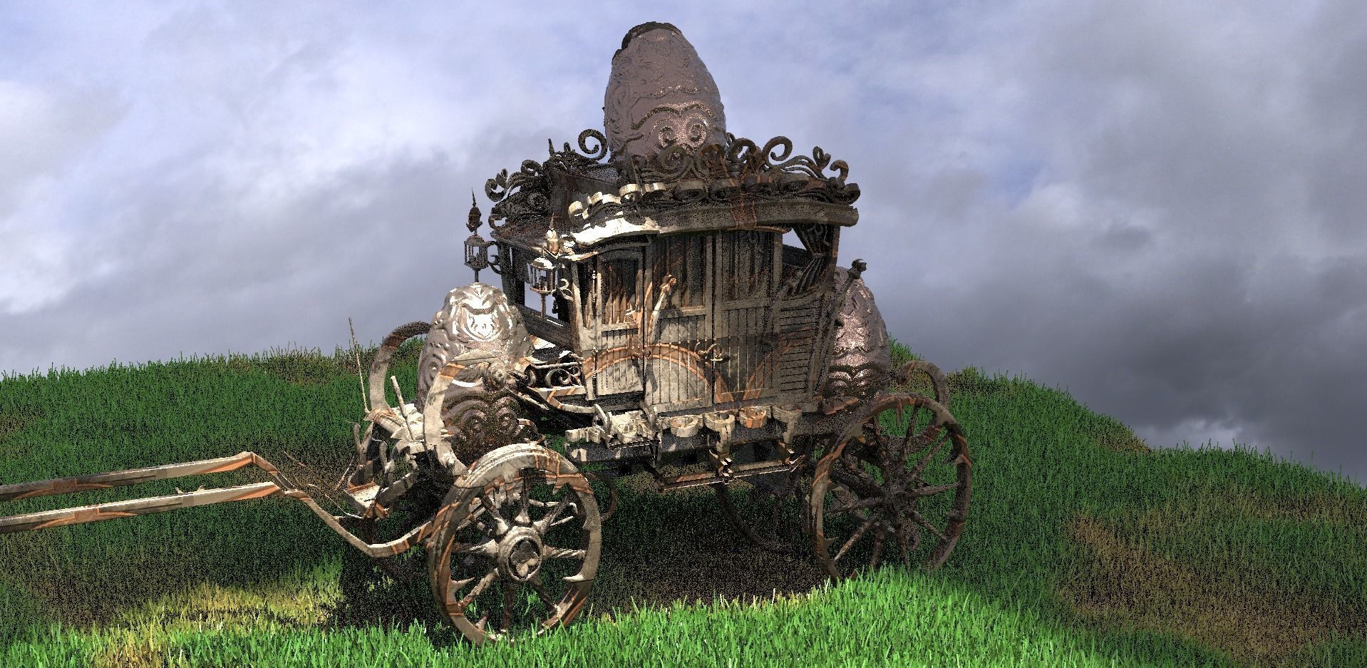 Golden Easter Stage Coach  2 golden 3D model_3