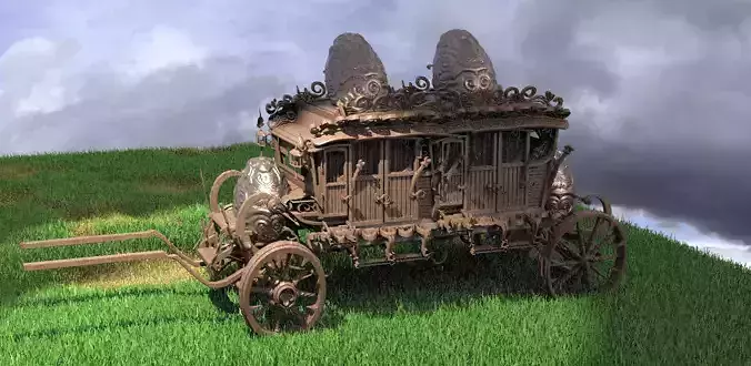 Golden Easter Stage Coach  wooden 3D model