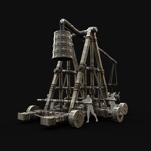 WAR MACHINE TREBUCHET MEDIEVAL SIEGE ENGINE WAR BATTLE Low-poly 3D model