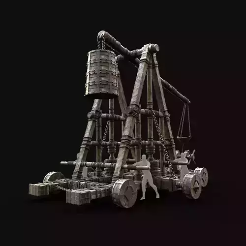 WAR MACHINE TREBUCHET MEDIEVAL SIEGE ENGINE WAR BATTLE Low-poly 3D model