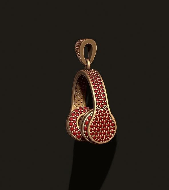 Headphones pendant with gems 3D print model_2