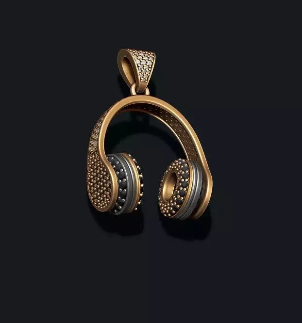 Headphones pendant with gems 3D print model_0
