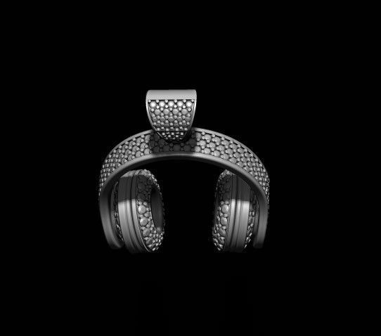 Headphones pendant with gems 3D print model_8