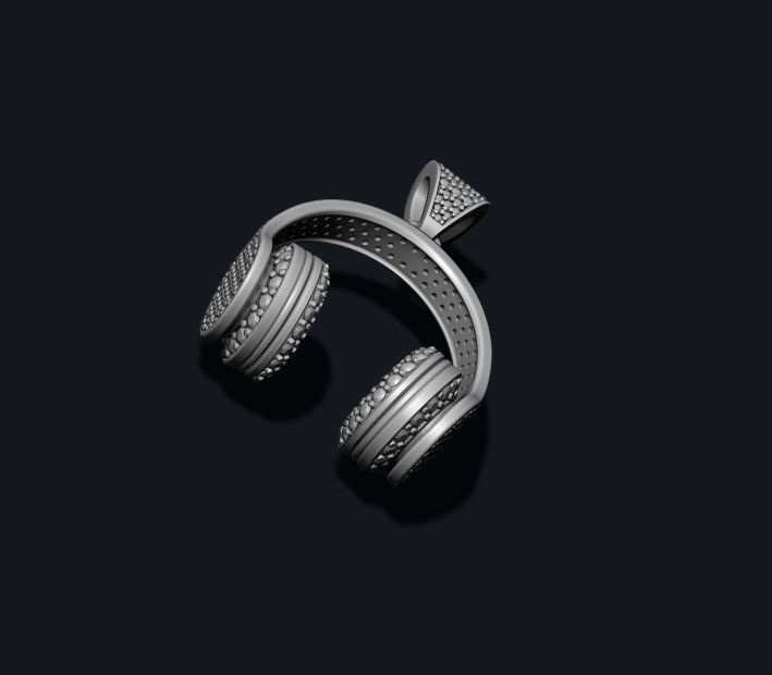 Headphones pendant with gems 3D print model_7