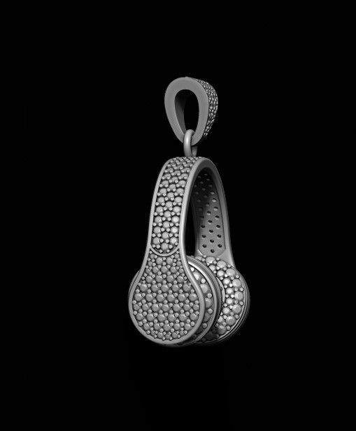 Headphones pendant with gems 3D print model_4