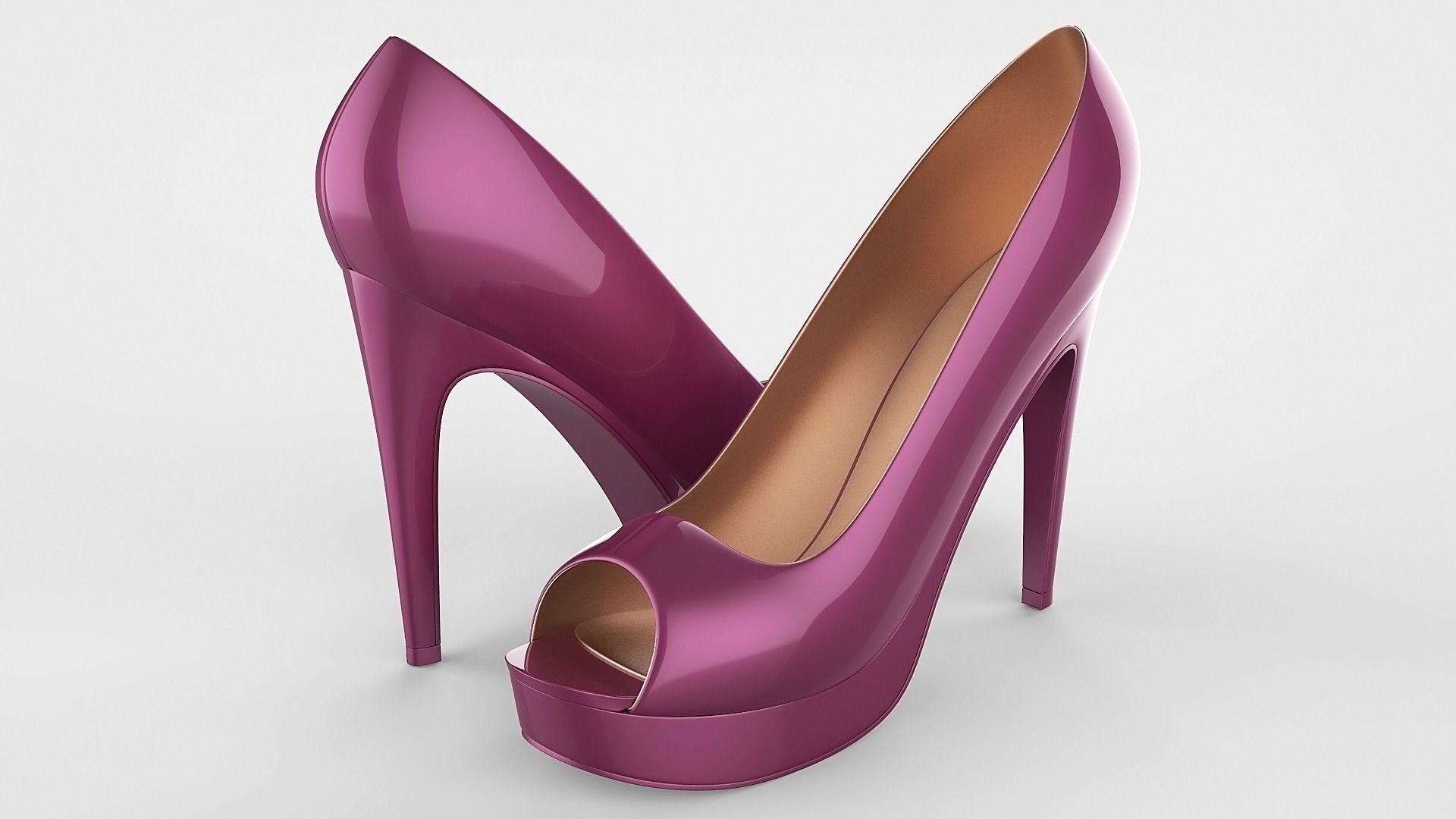 Peep toe stiletto heels 3D model 3D model_44