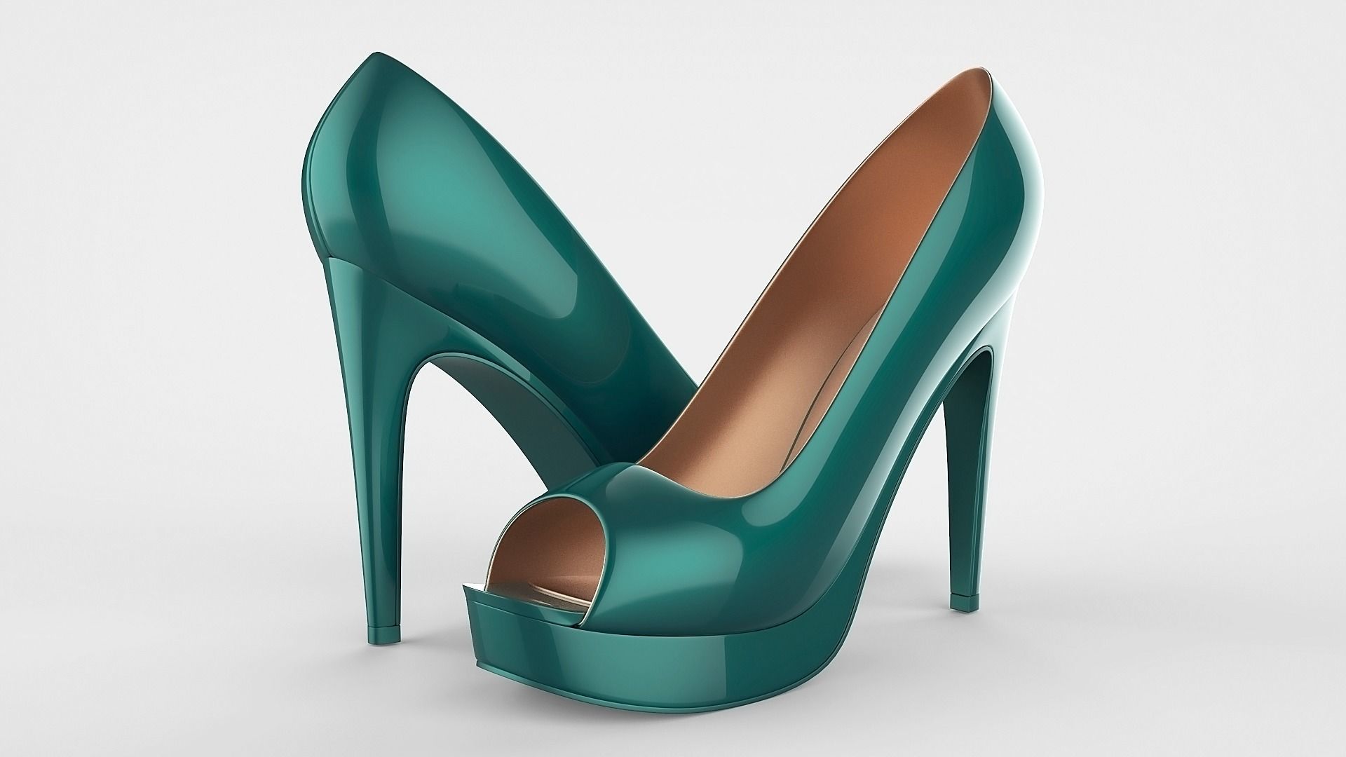 Peep toe stiletto heels 3D model 3D model_38