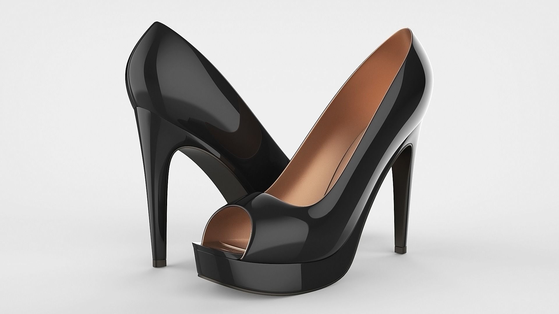 Peep toe stiletto heels 3D model 3D model_1